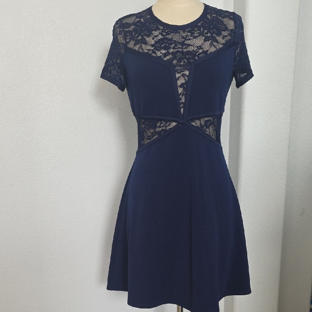 Express Navy Lace Mini Dress